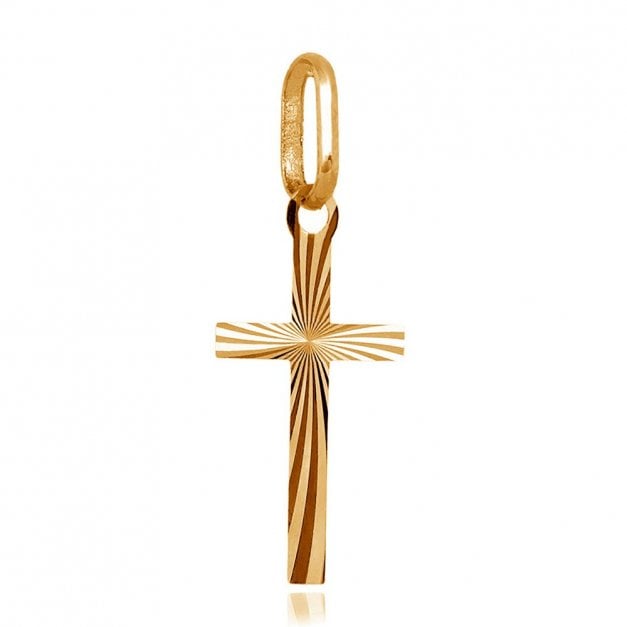 La Luce Kreuzanhänger mit Strahlen aus 333er Gold in exklusiver Geschenkbox mit Gravur