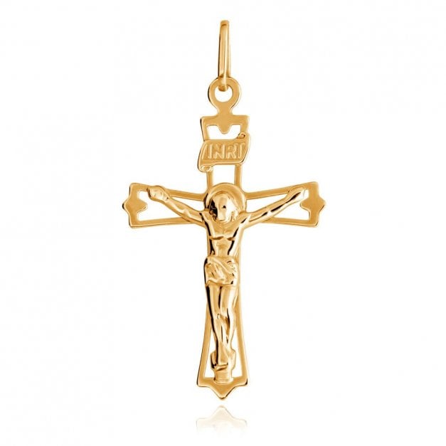 Durchbrochener Kreuzanhänger mit Jesus Christus aus 333er Gold in exklusiver Geschenkbox mit Gravur