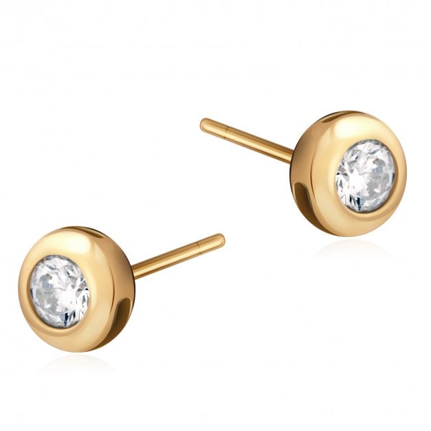 Kugeln mit Zirkonia Ohrstecker aus 333er Gold in exklusiver Geschenkbox mit Gravur