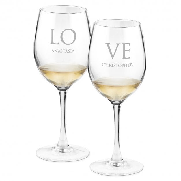 2er Weingläser Set mit Gravur für ein Paar LOVE