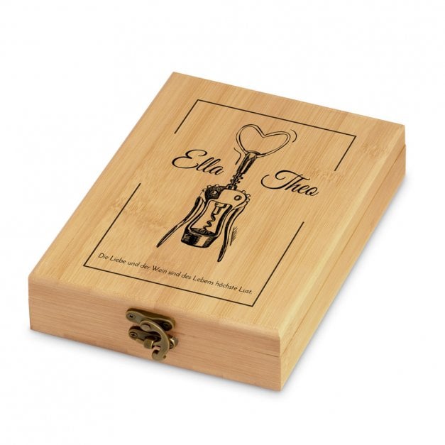 4er Weinzubehör-Set mit Aufdruck für ein Paar zur Hochzeit zum Jahrestag Einzug