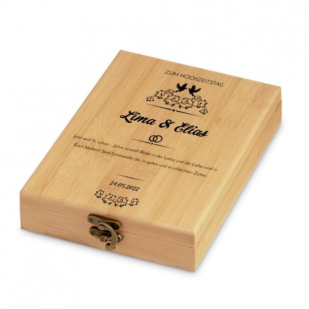 4er Weinzubehör-Set mit Aufdruck für ein Paar zur Trauung Tauben