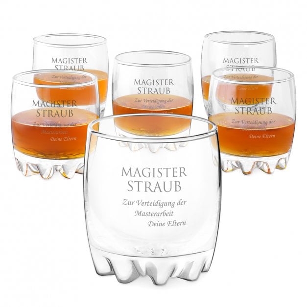 Sylvana 6er Whisky Gläser Set mit Gravur für einen Magister