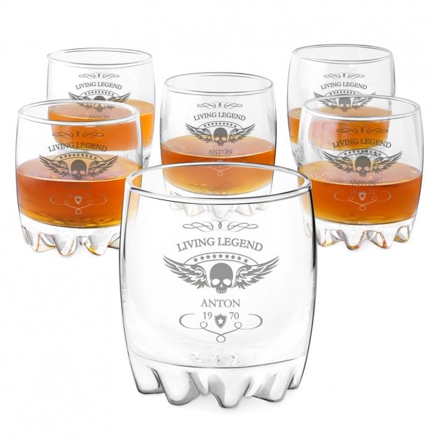 Sylvana 6er Whisky Gläser Set mit Gravur für einen Motorradfan