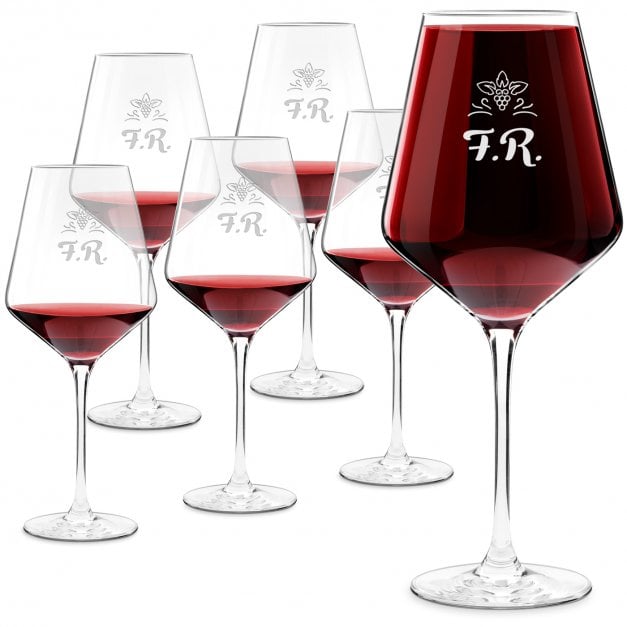 6er Avant-garde Weingläser Set mit Gravur für einen Weinkenner