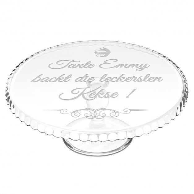 Servierplatte aus Glas mit Gravur für sie, für eine Tante