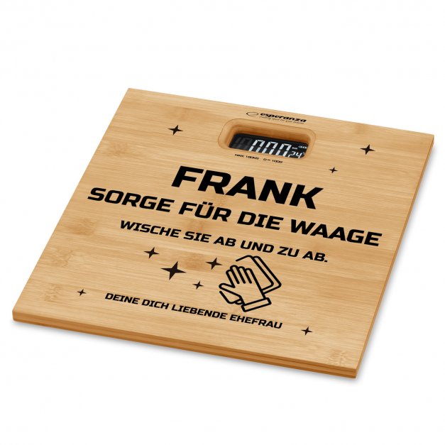Digitale Personenwaage aus Bambus mit Aufdruck für Ihren Ehemann, Partner zum Geburtstag