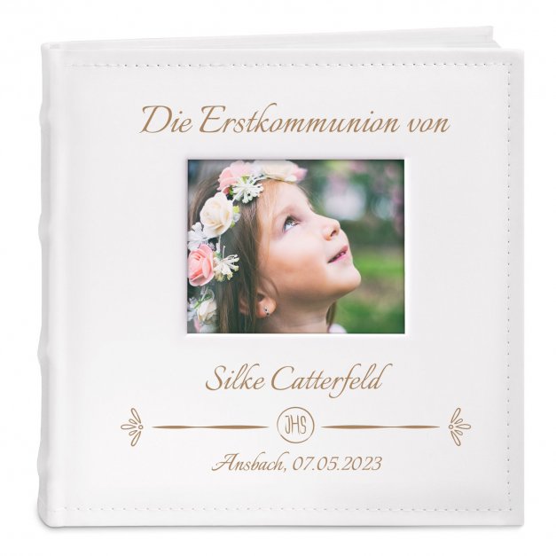 Einsteckalbum mit Aufdruck und Sichtfenster für ein Mädchen zur heiligen Kommunion