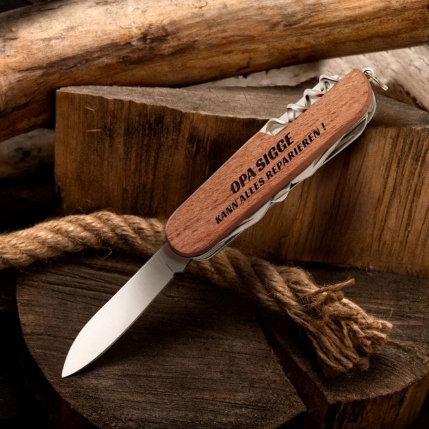 Holz Taschenmesser mit Gravur für Ihren Opa