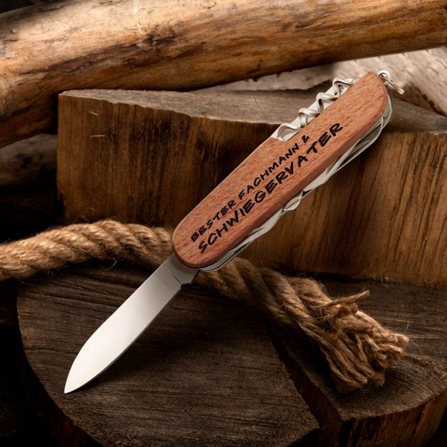 Holz Taschenmesser mit Gravur für Ihren Schwiegervater