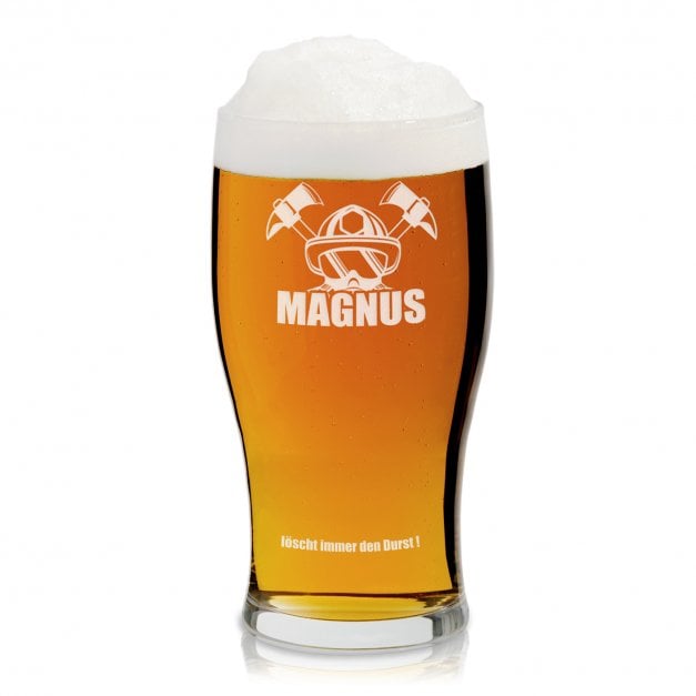 Bierglas mit Gravur für einen Feuerwehrmann