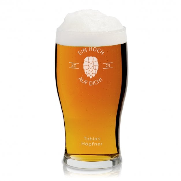 Bierglas mit Gravur für einen Partygänger