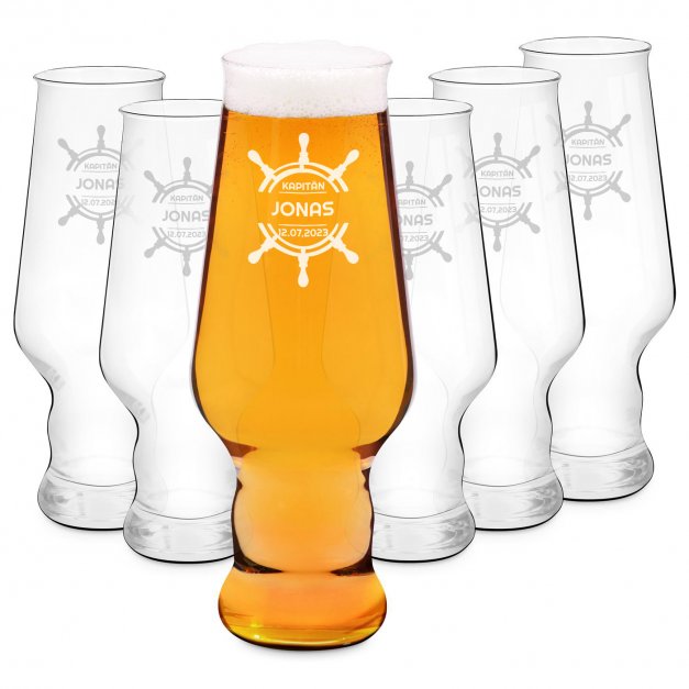Splendour 6er Biergläser Set mit Gravur für einen Segler zum Geburtstag