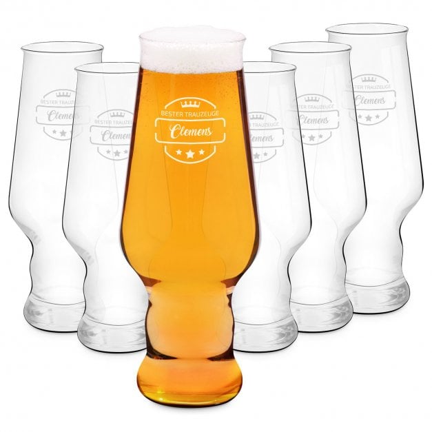 Splendour 6er Biergläser Set mit Gravur für Ihren Trauzeugen als Danksagung