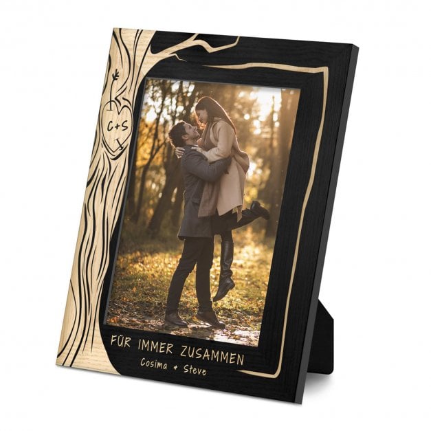 Schwarzer Fotorahmen mit Gravur für ein Paar zum Valentinstag Hochzeitstag zur Hochzeit