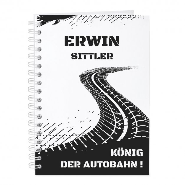 Bedruckter Notizblock mit Spiralbindung für einen Fahrer