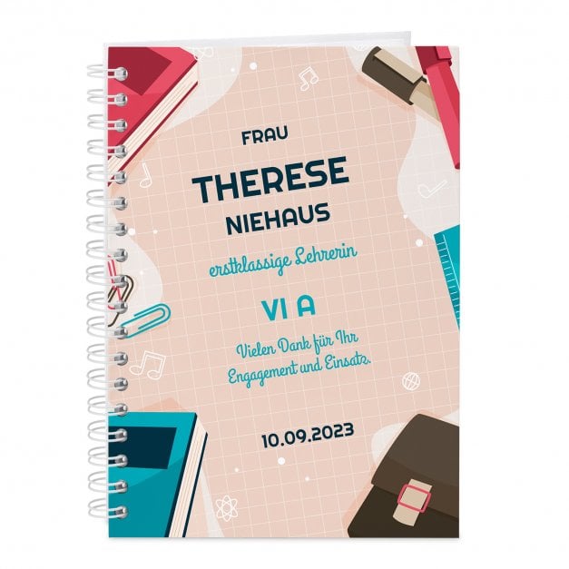 Ringbuch mit Aufdruck für einen Klassenlehrer zum Lehrertag
