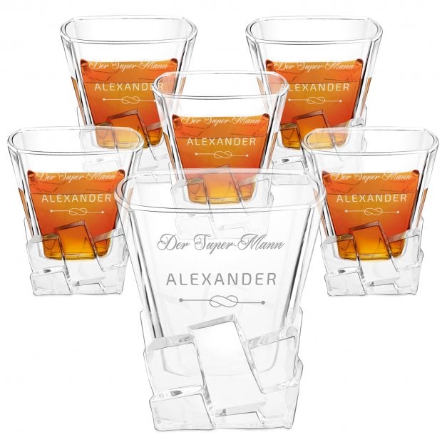 Ice Blink 6er Whisky Gläser Set mit Gravur für Ihren Ehemann