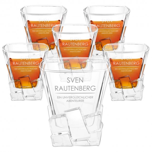 Ice Blink 6er Whisky Gläser Set mit Gravur für einen Abenteurer