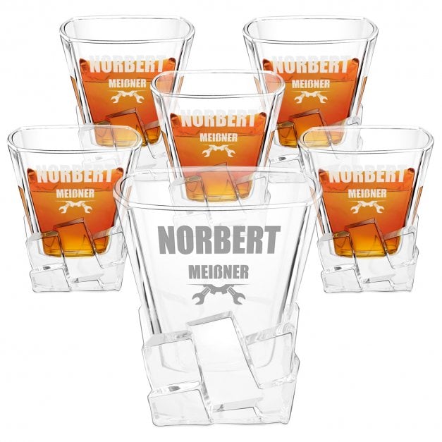 Ice Blink 6er Whisky Gläser Set mit Gravur für einen Heimwerker, Ingenieur