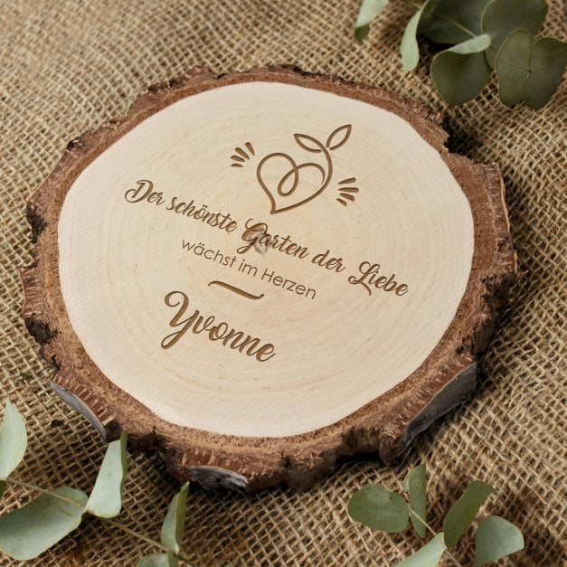 Holzscheibe mit Gravur für sie eine Gärtnerin zum Valentinstag Geburtstag