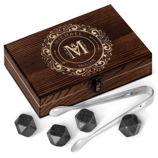Whisky Steine Set in Holzbox mit Gravur für ihn, einen Mann