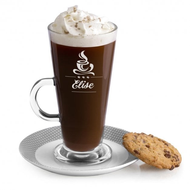 Kaffee Glas mit Gravur für sie zum Geburtstag, Namenstag