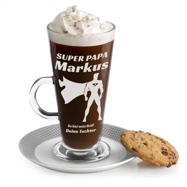Kaffee Glas mit Gravur für Ihren Papa, einen Kinoliebhaber