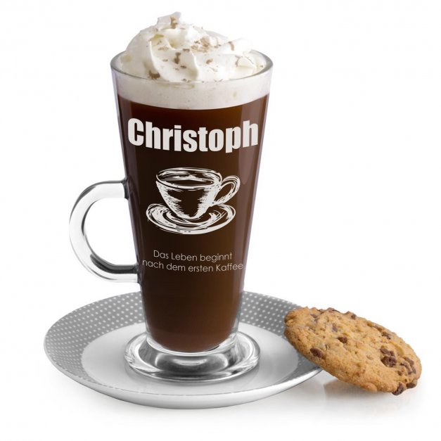 Kaffee Glas mit Gravur für ihn