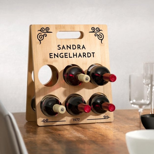 Weinständer aus Bambusholz mit Aufdruck für sie zum Geburtstag zur Rente