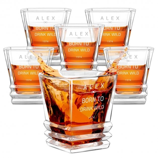 Geometric 6er Whisky Gläser Set mit Gravur für Mechaniker, Fahrer