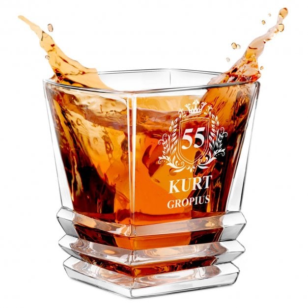Geometric Whisky Glas mit Gravur für ihn zum 55. Geburtstag