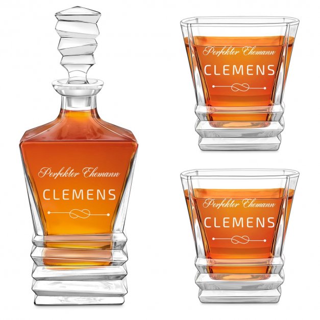 Geometric Whisky Karaffe mit 2 Gläsern und Gravur für Ihren Ehemann