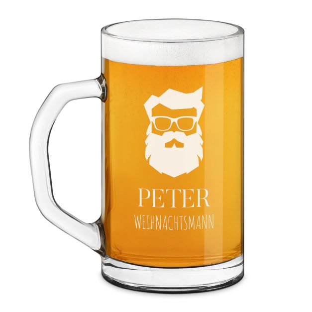 Bierseidel aus Glas mit Gravur für einen Biergenießer zum Nikolaustag zu Weihnachten