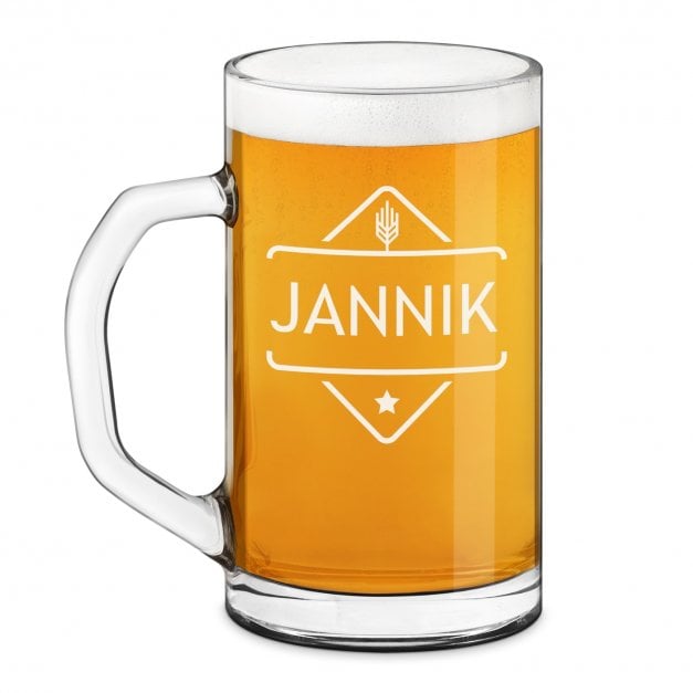 Bierseidel aus Glas mit Gravur für einen Bierfreund zum Geburtstag Stern