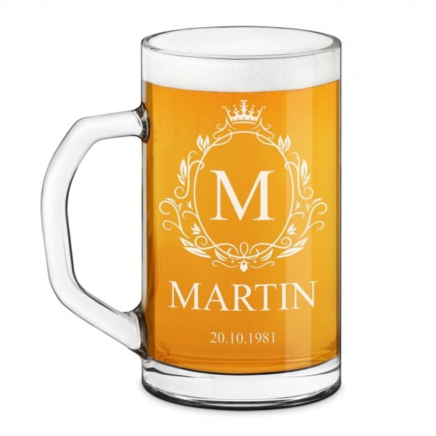 Bierseidel aus Glas mit Gravur für einen Gentleman zum Geburtstag