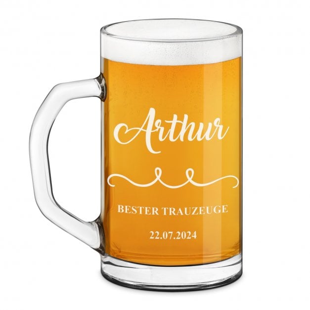 Bierseidel aus Glas mit Gravur für Ihren Trauzeugen als Dankeschön