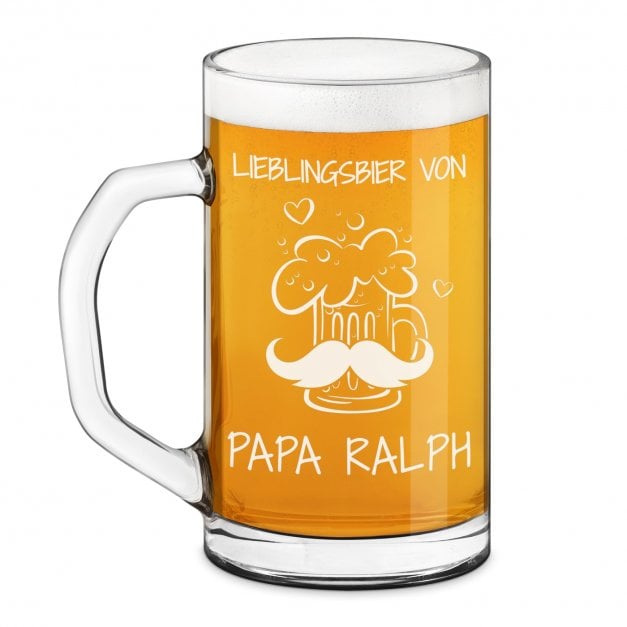 Bierseidel aus Glas mit Gravur für Ihren Vati