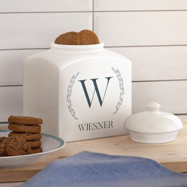 Weiße Keramikdose mit Aufdruck für ein Paar zur Hochzeit zum Hochzeitstag zum Einzug