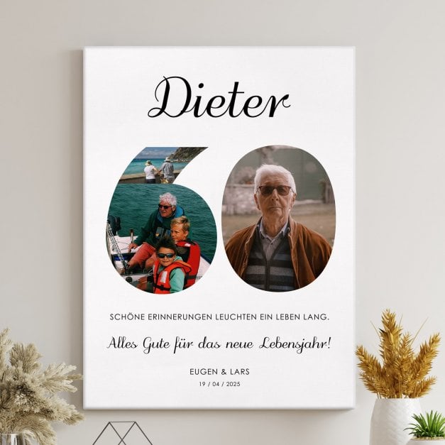 Fotoleinwand mit Aufdruck von eigenen Fotos für ihn zum 60. Geburtstag