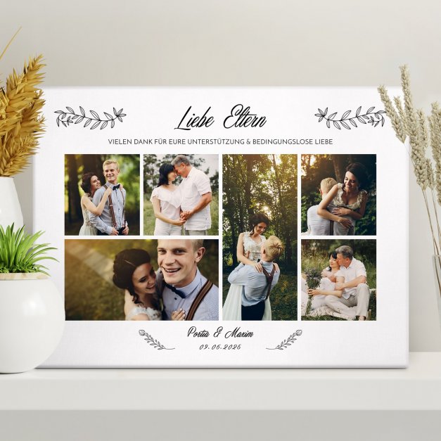 Fotoleinwand mit Aufdruck von eigenen Fotos für Ihre Eltern als Dankeschön