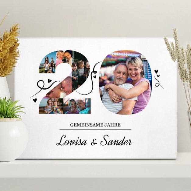 Fotoleinwand mit Aufdruck von eigenen Fotos für ein Paar zum 20. Hochzeits- oder Jahrestag