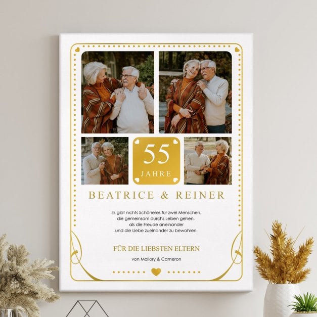 Fotoleinwand mit Aufdruck von eigenen Fotos für ein Paar zum 55. Hochzeitstag