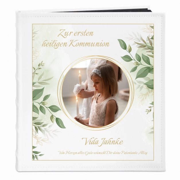 Fotoalbum zum Einkleben mit Aufdruck und eigenem Cover-Foto für ein Mädchen zur heiligen Erstkommunion
