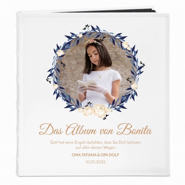 Fotoalbum zum Einkleben mit Aufdruck und eigenem Cover-Foto für ein Mädchen zur Kommunion 