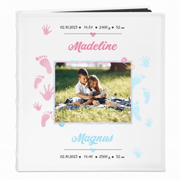 Fotoalbum zum Einkleben mit Aufdruck und eigenem Cover-Foto für Kinder zur Geburt
