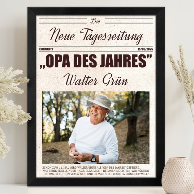 Personalisiertes Wandbildposter mit eigenem Foto für Ihren Opa zum Opatag