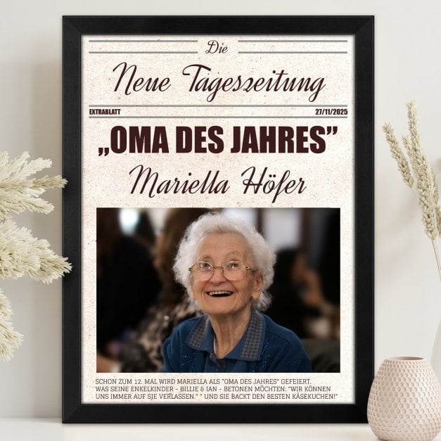 Personalisiertes Wandbildposter mit eigenem Foto für Ihre Oma zum Omatag