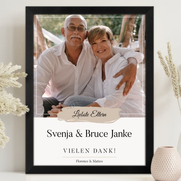 Personalisiertes Wandbildposter mit eigenem Foto für Ihre Eltern als Hochzeitsdankeschön