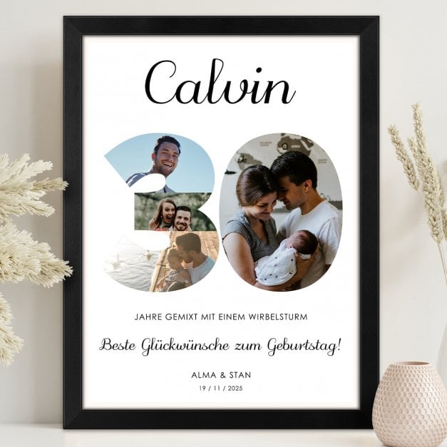 Personalisiertes Wandbildposter mit eigenem Foto für ihn zum 30. Geburtstag